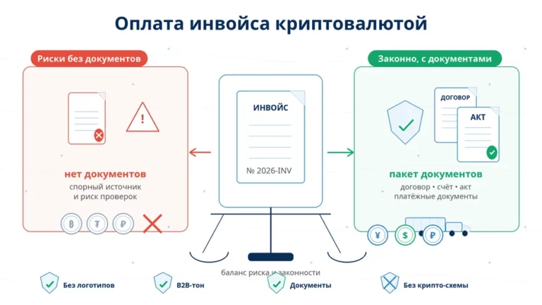 Оплата инвойса криптовалютой: риски для бизнеса и как получить закрывающие документы